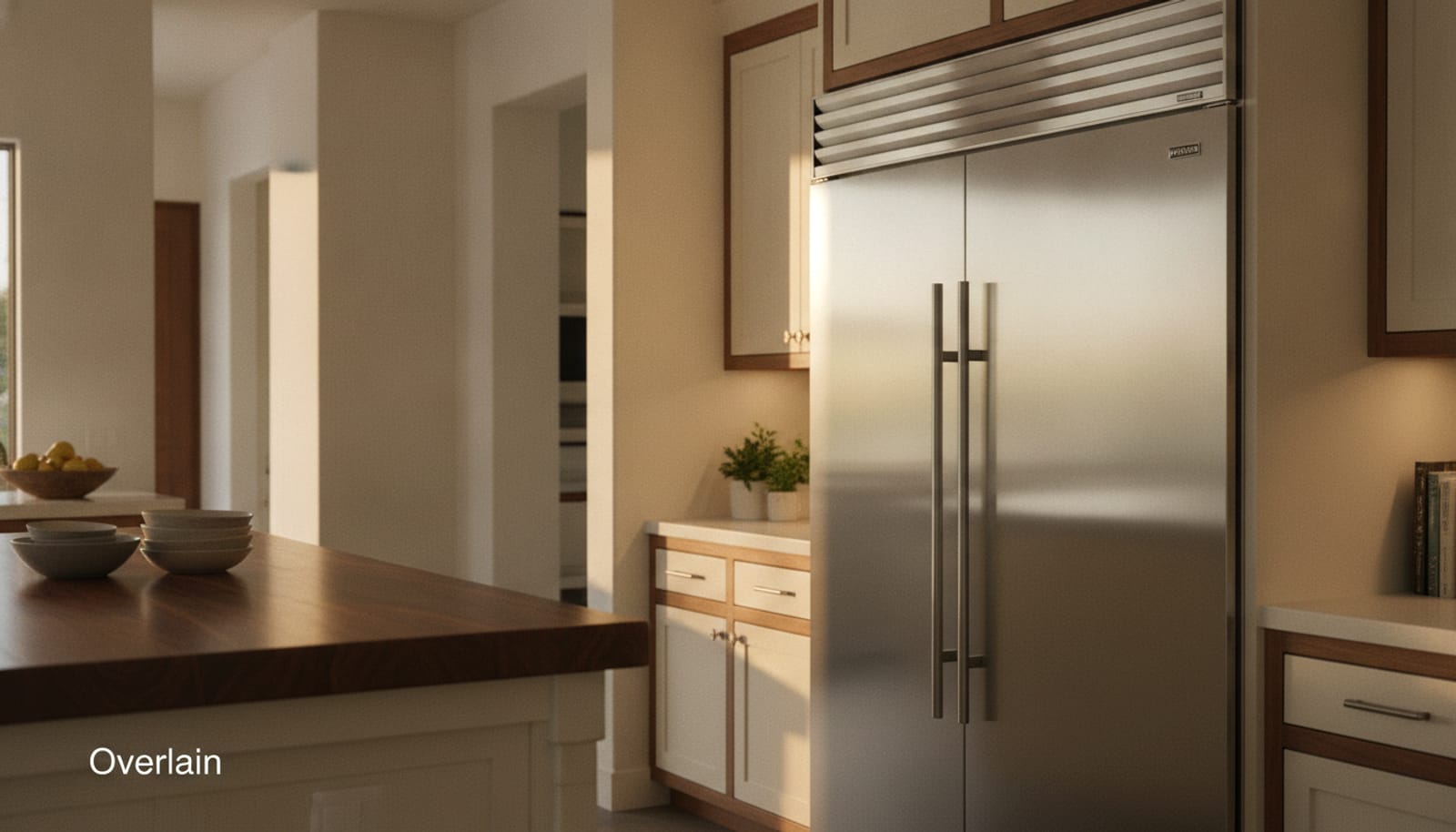 Classic built-in stainless side-by-side refrigerator with the iconic louvered flip-up grille